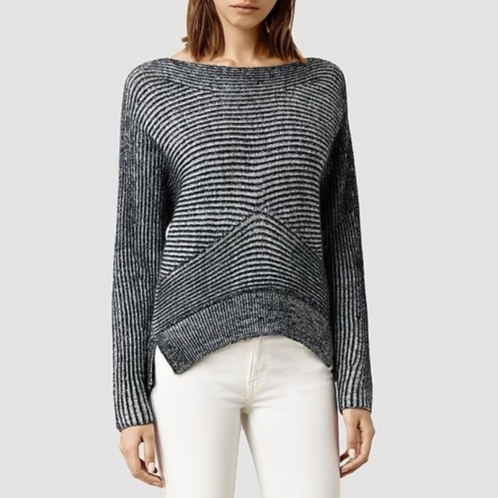 All Saints Black Mesa 100% Merino Wool Sweater